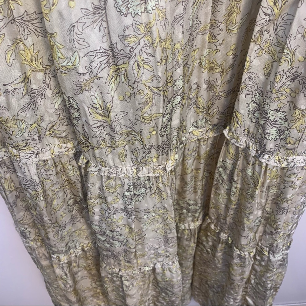 Current air Anthropologie Floral Satin Tiered Maxi Dress Long Sleeve - Picture 8 of 12